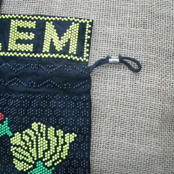 Vintage Beaded Peacock Jerusalem Drawstring Tote Bag - Picture 8 of 16